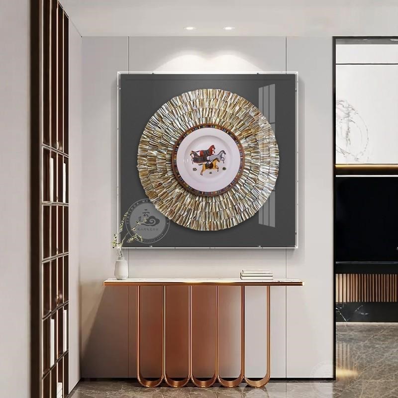 手工贝壳入户玄关装饰画高级客厅餐厅实物画方形R立体走廊艺术挂图片
