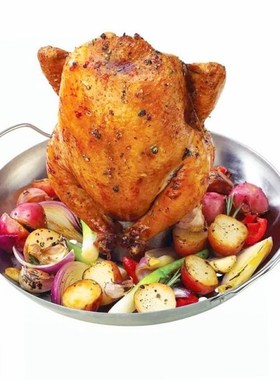 Stainless Steel Roast Chickyen Pan Barbecue Pan Removable Ro