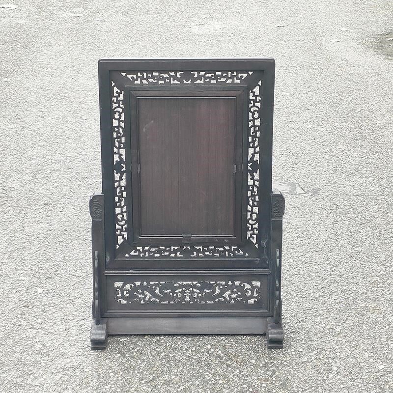 实木插屏瓷板画手l绘山水屏风摆件古玩古董老物件家居中堂摆件