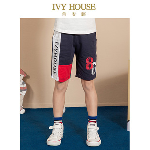 HOUSE常春藤儿童装 拼接针织五分运动休闲裤 男童短裤 款 棉 夏季 IVY
