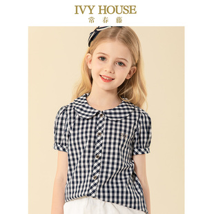 HOUSE常春藤儿童装 翻领短袖 女童夏季 小碎花短衬衫 公主衬衣 款 IVY
