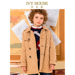 柔软双排扣菱形绗棉大衣 男童秋冬新款 IVY HOUSE常春藤童装