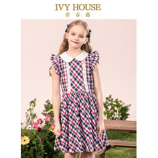 格纹飞袖 IVY 娃娃领经典 女童连衣裙夏款 背心裙 HOUSE常春藤儿童装