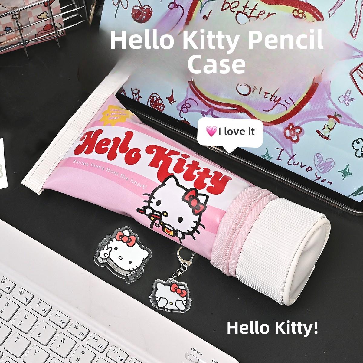 粉红色小猫有趣牙膏创意笔袋模拟翻转盖学生储物盒桌面乐趣组织文