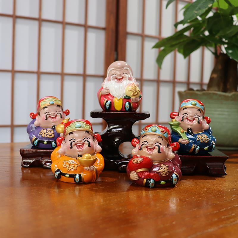 妙工坊小财神爷摆件招财可爱福禄寿喜财家居创意饰品汽车车内装饰