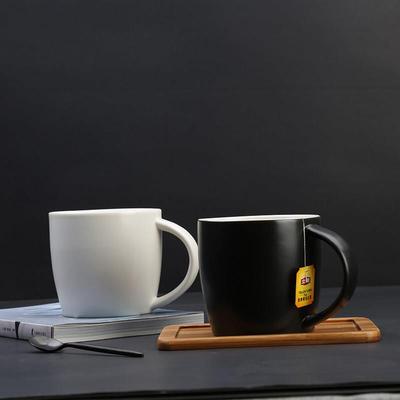 超大容量马克杯带盖黑色亚光杯500ml陶瓷咖啡杯情侣水杯定制logo