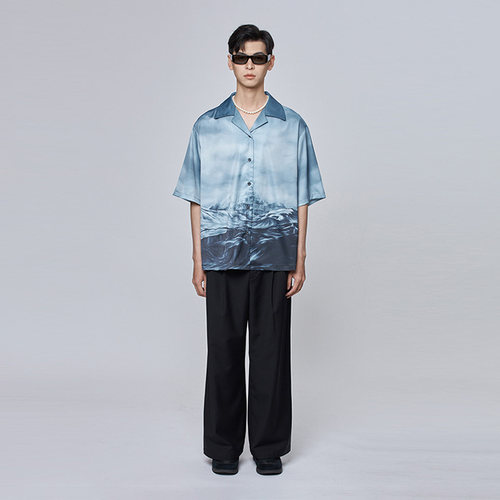 TCSP机能户外夏季薄款短袖衬衫男潮牌潮流休闲港风设计感痞帅
