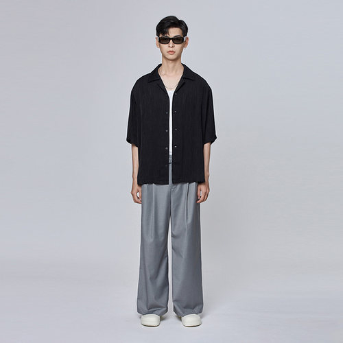 TCSP机能户外冰丝短袖衬衫男夏季薄款潮流牌宽松上衣夏天休闲