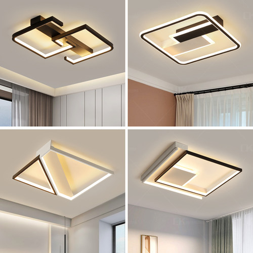 卧室灯简约现代吸顶灯房间灯极简风大气黑白led客厅灯主卧书房灯