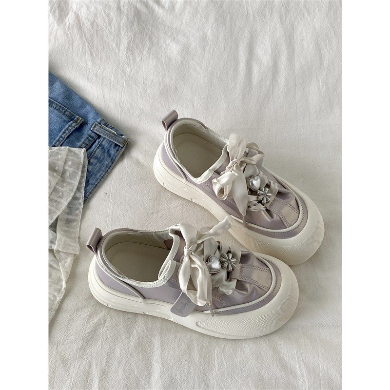 喜叔 紫色小众配裙子板鞋女款2025新款夏季厚底小白鞋丑萌面包鞋,女鞋,休闲板鞋,淘宝优惠券,粉丝福利购,淘宝优惠卷