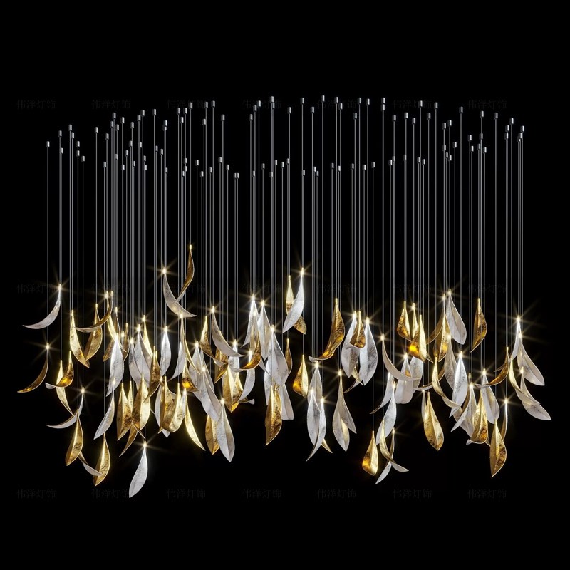 售楼部吊灯民宿大厅树叶造型工程灯具定制宴会厅会所酒店大堂吊灯