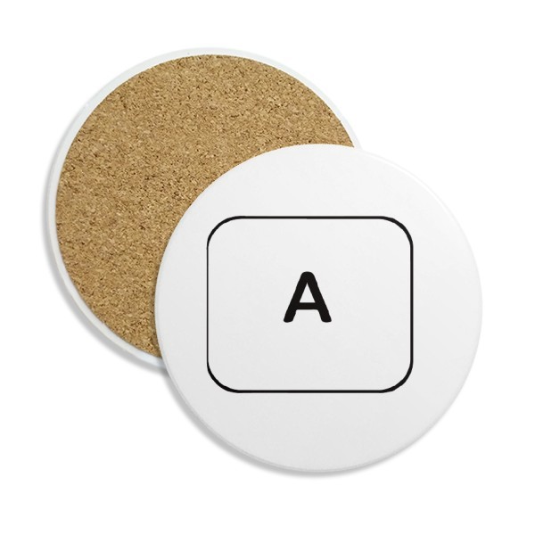 键盘符号A圆形陶瓷杯垫水杯隔热垫2片装礼品礼物