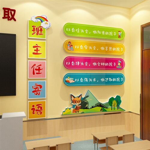 班主任寄语墙贴纸小学文化背景y墙面装饰布置黑板报主题幼儿园环