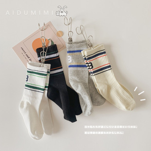 儿童男童帅气篮球袜子秋季冬款男孩运动潮牌冬纯棉女童高腰中筒袜