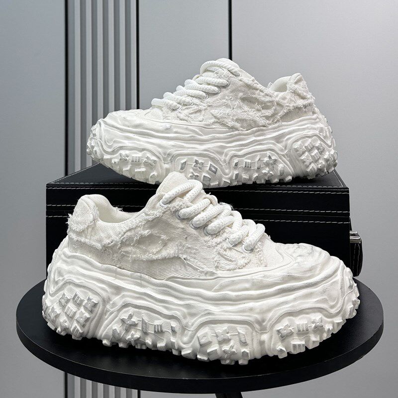 2025夏季新款白色轮胎底老爹鞋男款厚底增高潮牌高级感休闲运动鞋