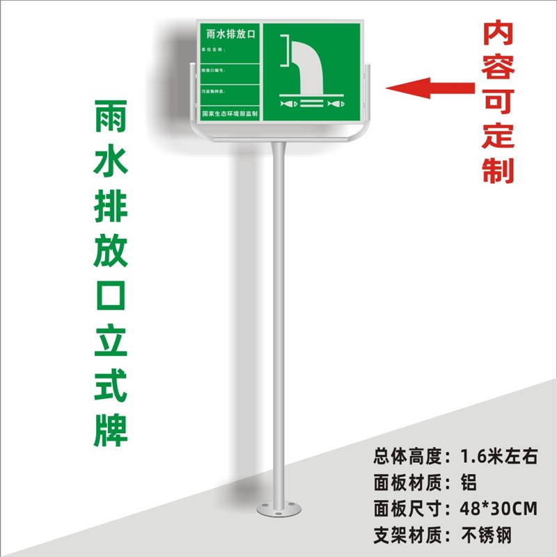 废气排放口标识牌污水应急池雨水一般固体废物标志牌立式环保竖牌