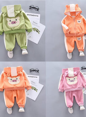 宝宝冬装两件套帅气0一1-2-3岁女童装男童加绒套装秋冬婴儿童衣服