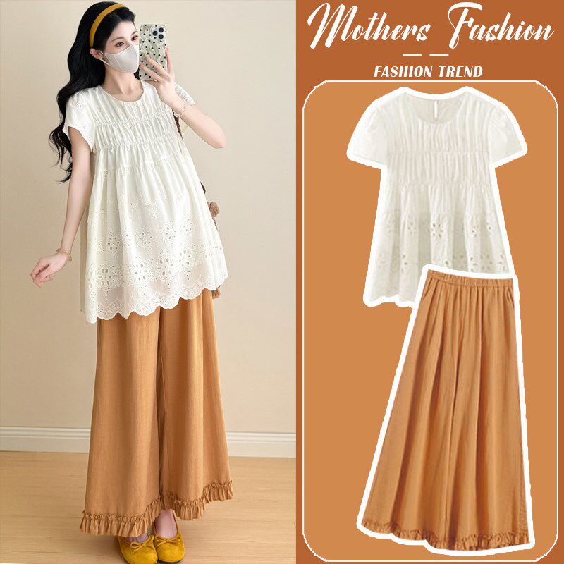 孕妇橘色套装夏季2025新款韩版宽松薄款短袖休闲上衣裤子两件套女,孕妇装/孕产妇用品/营养,连衣裙,淘宝优惠券,粉丝福利购,淘宝优惠卷