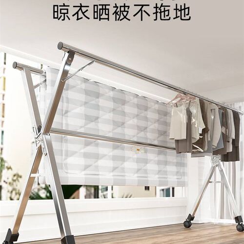 卖衣服的挂c衣架地摊架子摆货架商用卧室美L式04不锈钢晾衣架落地