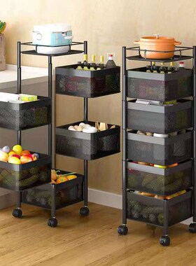 IL6厨房蔬菜置物架多层t落地圆形可旋转菜篮子水果转角沥水水槽带