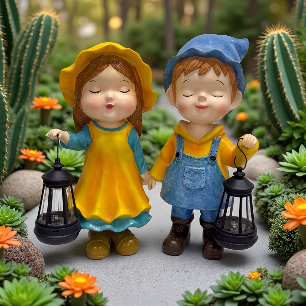 花园装饰庭院摆件公主王子提灯装饰户外太阳能男孩女孩提灯摆件,家居饰品,户外/庭院摆件,淘宝优惠券,粉丝福利购,淘宝优惠卷