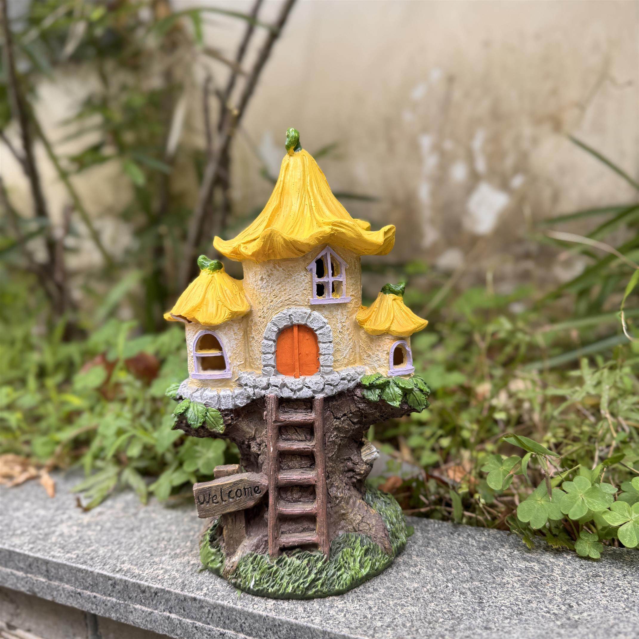 可爱卡通黄色屋顶树屋太阳能可发光氛围灯装饰品摆件户外花园庭院,家居饰品,户外/庭院摆件,淘宝优惠券,粉丝福利购,淘宝优惠卷