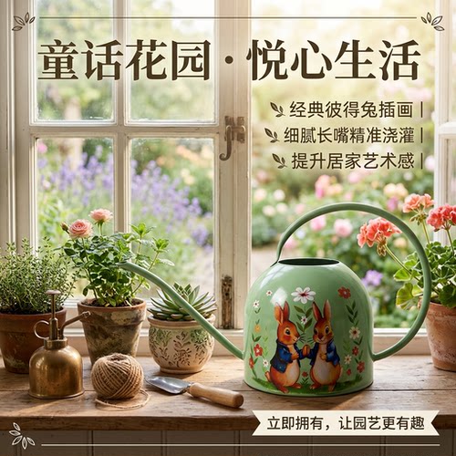 阳台盆栽专用铁艺浇花水壶 2L 复古长嘴防锈洒水壶浇花专用水壶