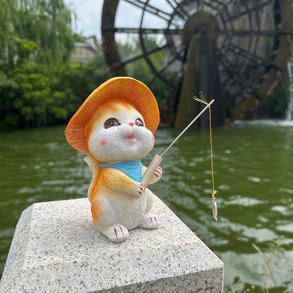 户外花园庭院园林造景小猫钓鱼小巧装饰品摆件可爱卡通工艺品手办,家居饰品,户外/庭院摆件,淘宝优惠券,粉丝福利购,淘宝优惠卷