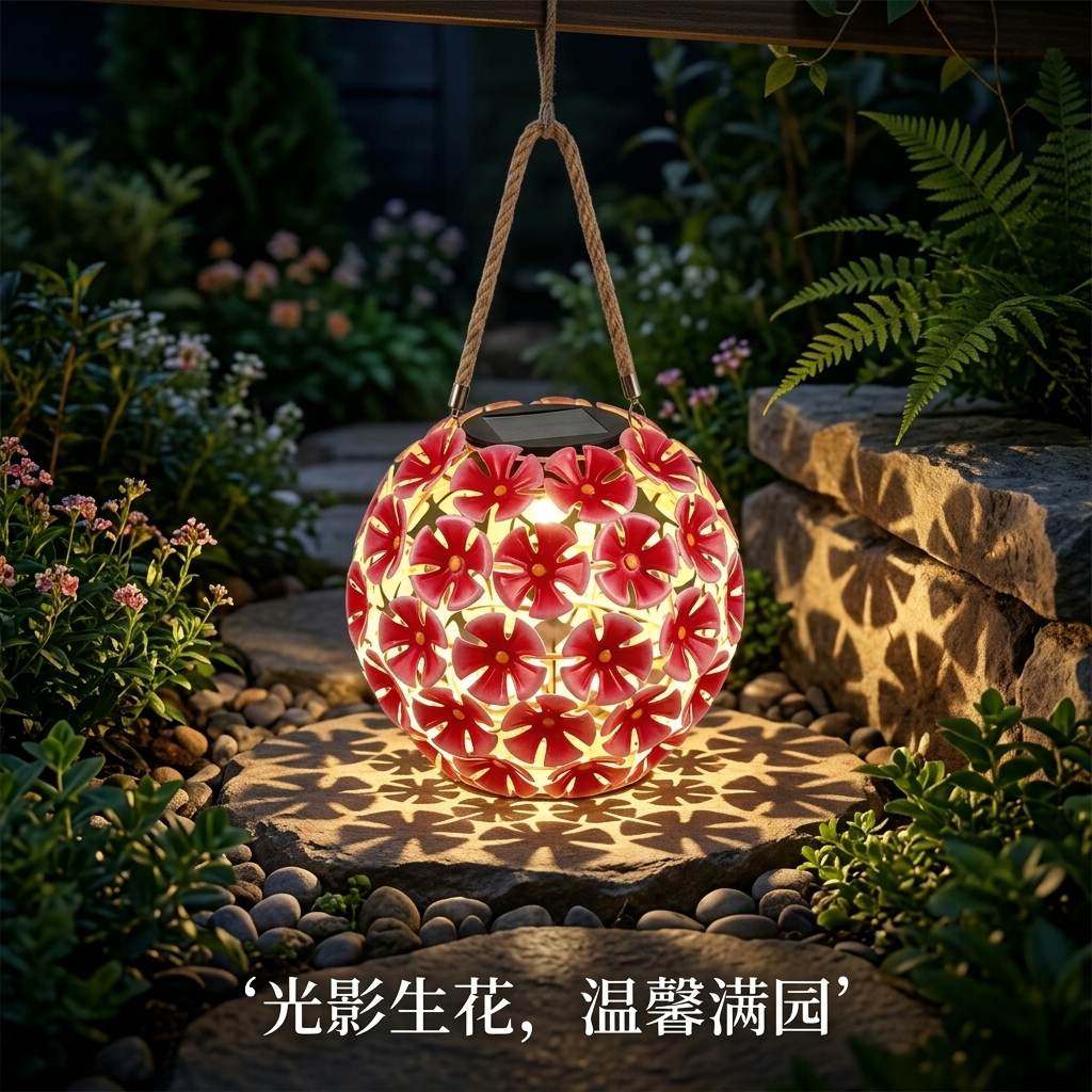 2026新款太阳能绣球花灯户外庭院