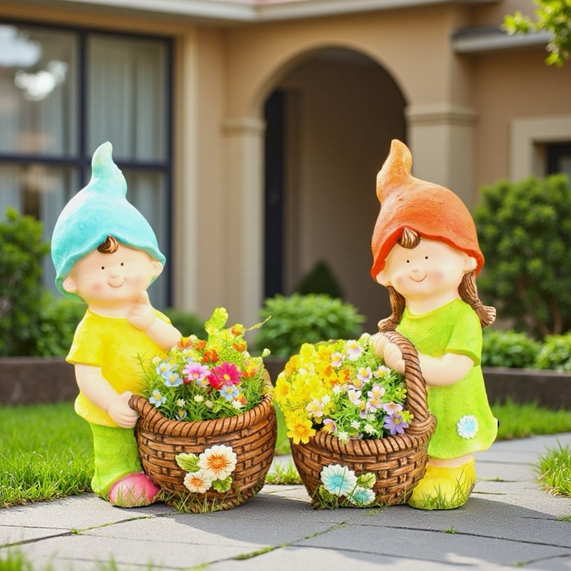 可爱卡通男孩女孩提篮花盆户外花园庭院创意娃娃种植盆栽装饰摆件,鲜花速递/花卉仿真/绿植园艺,花盆,淘宝优惠券,粉丝福利购,淘宝优惠卷