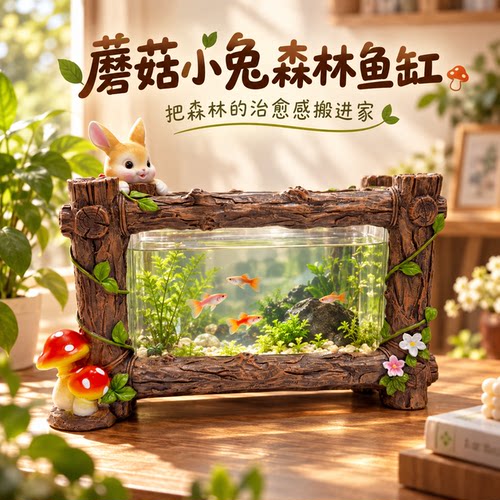 优伲嘉森林小兔桌面斗鱼生态缸