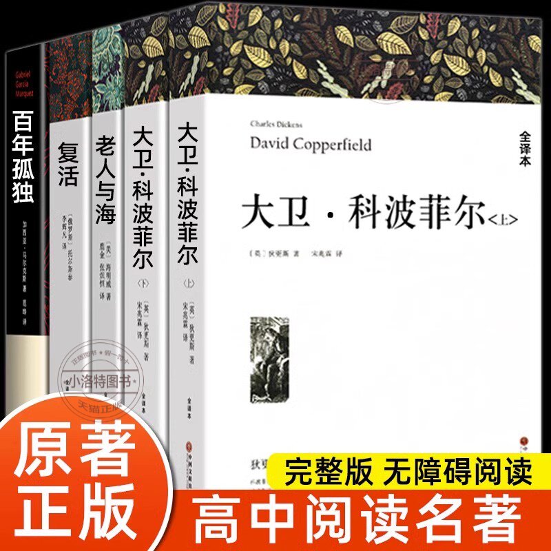 官方正版 高中课外阅读书籍必读书目 大卫科波菲尔 复活列夫托尔斯泰 老人与海 百年孤独正版原著 高一高中生语文课外书世界名著