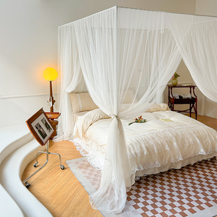 新款2025宫廷落地蚊帐公主风三开门家用老式高级床幔防蚊加密纱帐