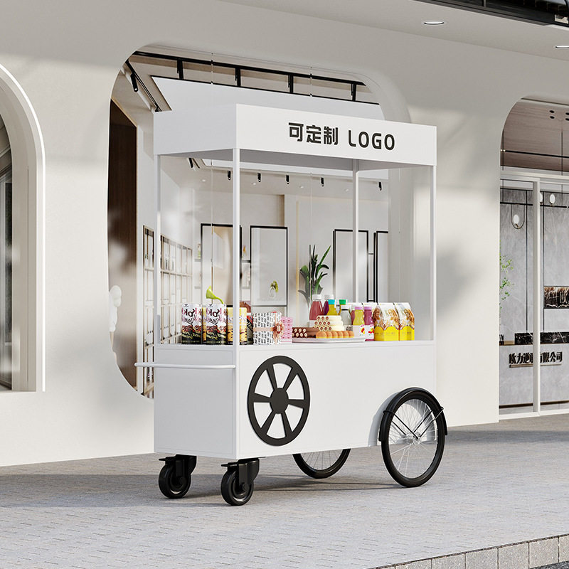 集市摆摊小推车户外夜市花车小吃车可移动售货车地摊餐车展示架