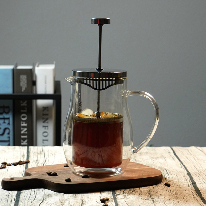 高硼硅玻璃法压壶 双层玻璃杯 加厚玻璃耐冷热手冲咖啡壶冲泡