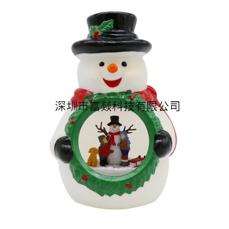 工厂直批内景旋转装饰娃娃桌面灯雪人投影灯室内气氛圣诞雪人摆件