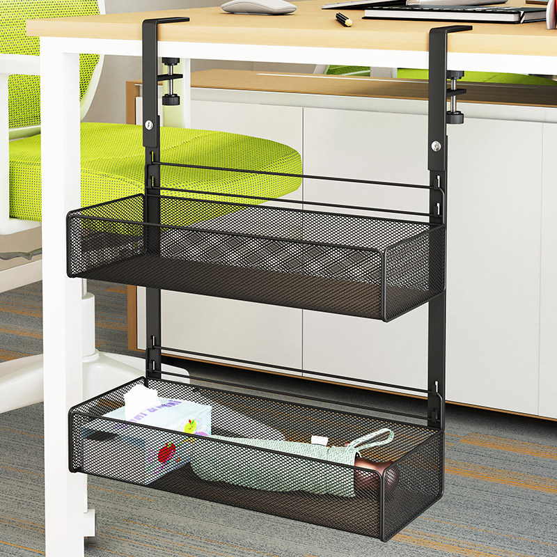 办公室桌下置物架书桌下柜整理工位收纳批发桌底夹缝挂篮筐悬挂盒