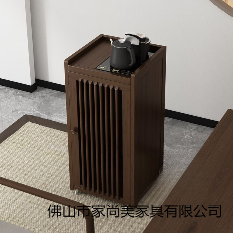 茶桌家用小茶台边柜侧柜实木泡茶吧茶几烧水壶一体水桶架茶水柜子