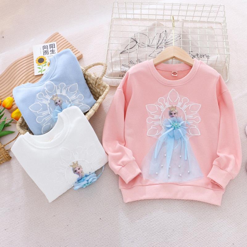 女小童爱莎卫衣秋季长袖新款冰雪奇缘艾莎圆领上衣小女孩elsa外穿