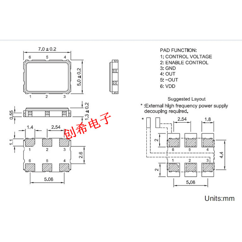 NV7050SA有源压控贴片晶振 57 6P 6144M 61440MHZ 6144MHZ