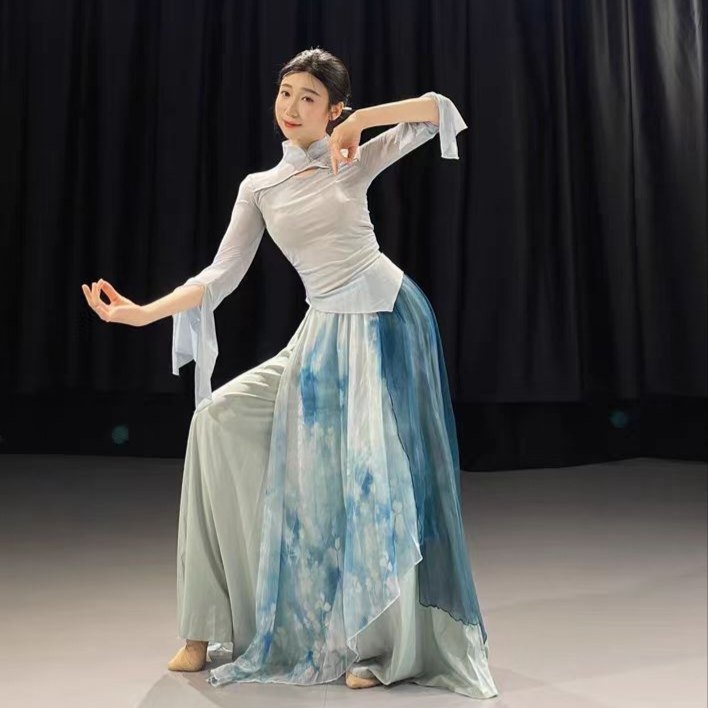 青花瓷古典舞服装苏州慢演出服中国舞纱衣艺考练功服念琵琶表演服图片