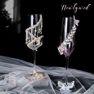 婚礼新人敬酒杯结婚一对diy材C料包礼盒订婚创意自制小众高级感