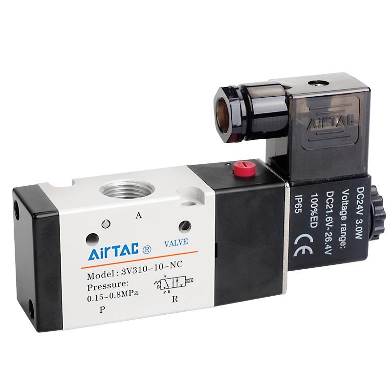 亚德客气动电磁阀3V310-10-08-A-B-DC2J4V-AC220V三口二位单电控