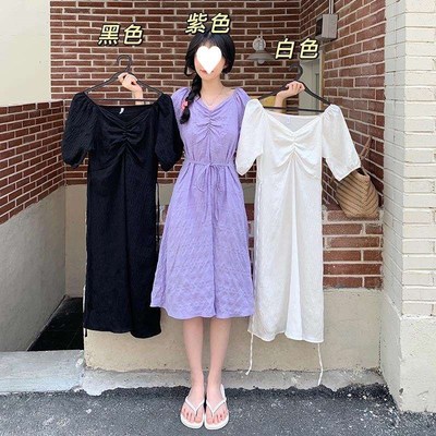 Chiffon Dress Wommens New Large Size Chubby Small High Wais