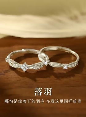 落羽闺蜜戒指女生对戒轻奢小众
