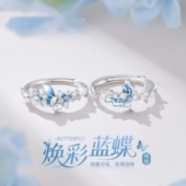 珐琅蝴蝶闺蜜对戒戒指2025新款 原创设计小众轻奢高级感送礼盒 爆款