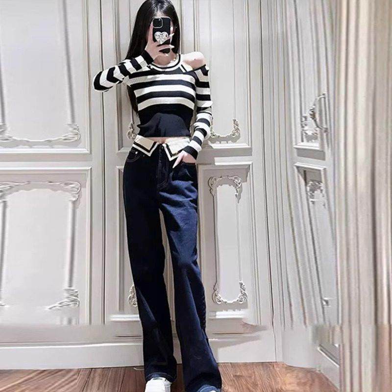 LILY MOST美式复古牛仔裤女2023秋季新款高腰显瘦高级感微喇叭裤