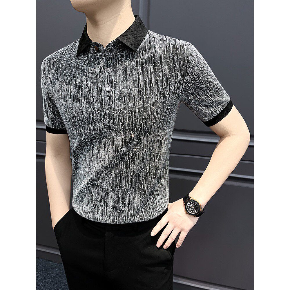 男士超好看polo衫短袖夏季冰丝独特高级感痞帅风2026新款t恤男款