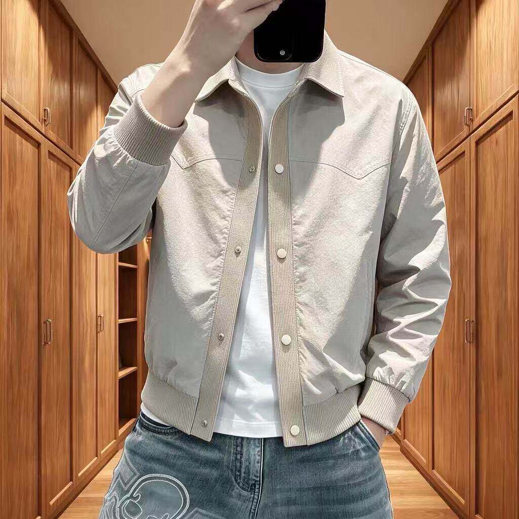 轻奢男士翻领工装短款夹克
