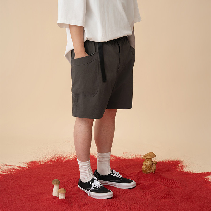 HalfwayHouse2025年夏季新款松紧腰直筒休闲短裤机能扣口袋五分裤,男装,短裤,淘宝优惠券,粉丝福利购,淘宝优惠卷